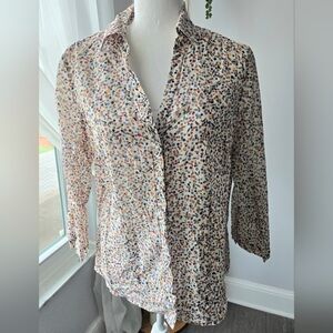 Talbots Classic Micro-floral Print Button Down Size M